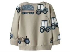 Sandfarvet sweatshirt med traktorprint fra Name It 13247018 pure cashmere bagfra